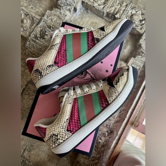 LIMITED EDITION Gucci Garden exclusive real python skin screener sneakers - Picture 5 of 7